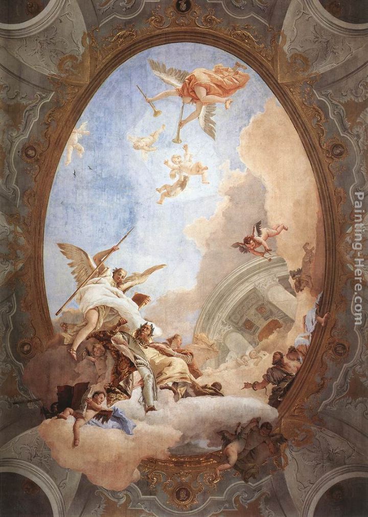 Allegory of Merit Accompanied by Nobility and Virtue painting - Giovanni Battista Tiepolo Allegory of Merit Accompanied by Nobility and Virtue art painting